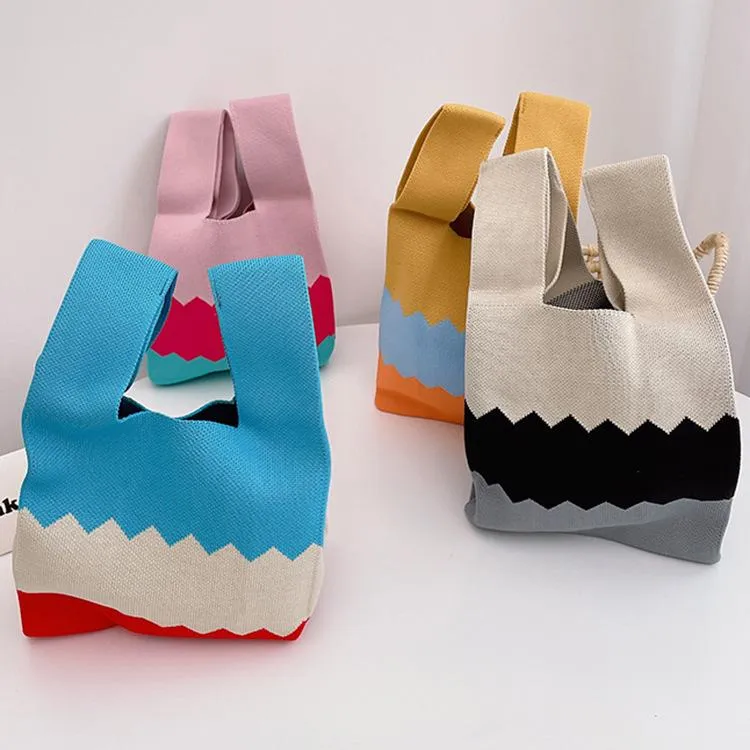 Gestreepte contrast handtas