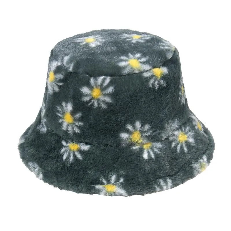 Bloemenpatroon contrasterende pluizige vissershoed