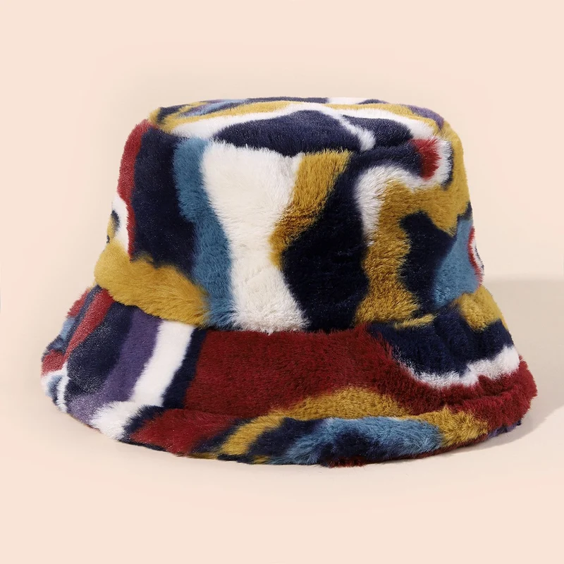 Grunge veelkleurige pluizige vissershoed