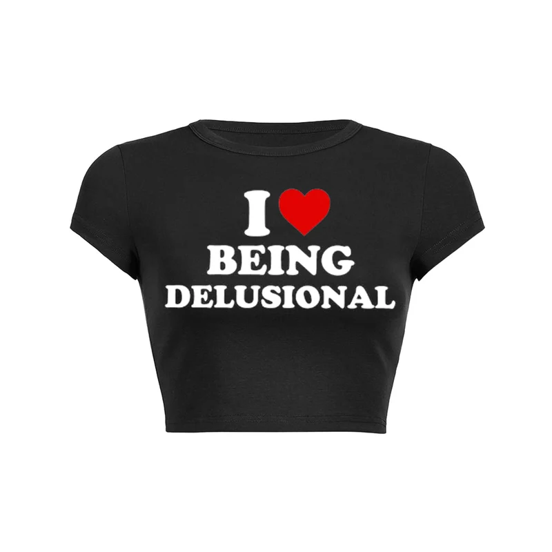 Y2K Being Delusional Baby Tee