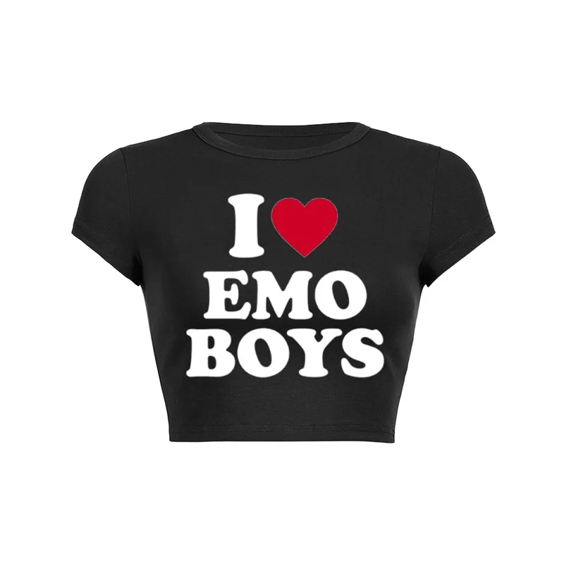 Ik hou van emo jongens Y2K baby T-shirt