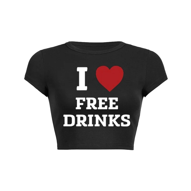 Ik hou van gratis drankjes Y2K baby-T-shirt
