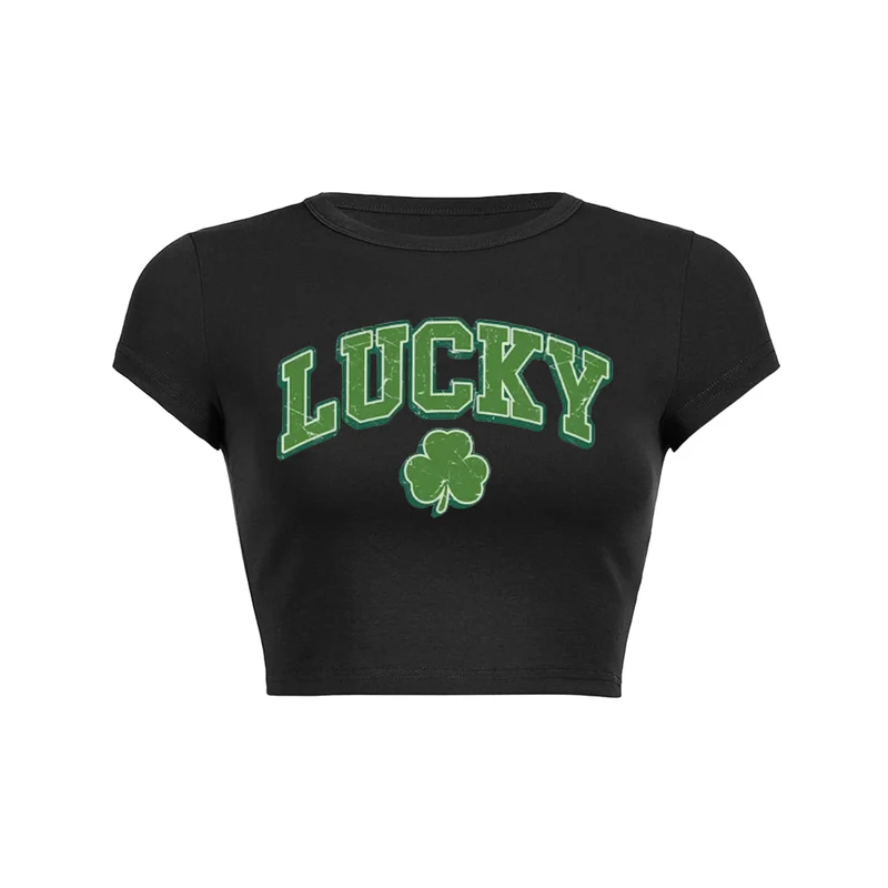 Y2K gelukbrengend schattig klavertje vier baby T-shirt